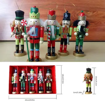 

5pcs/set Nutcracker King Soldiers 12cm Wooden Nutcracker Doll Soldier Vintage Handcraft Puppet Ornaments Christmas Gifts Kid DIY