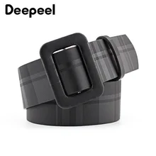 

Deepeel 4.3*105cm Women Plaid Belt PU Leather Fashion Luxury Designer Corset Belt Wide Square Buckle Waistband for Jeans Dress