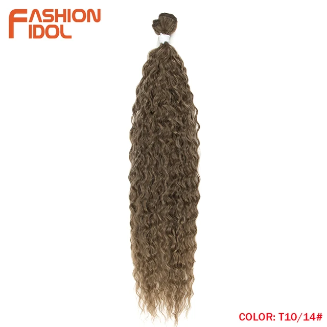 FASHION IDOL Loose Deep Wave Hair Bundles Extensions Ombre Hair Bundles 28-32Inch 120g Super Long Hair Synthetic Curly Wave Hair T10-14