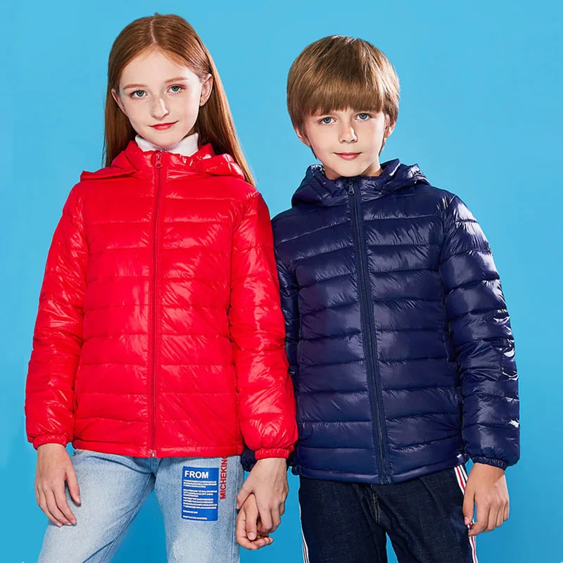 90% Duck Down Winter Down Jacket boy girl Child Kid Light Coat Hooded Thin Warm big boys Outerwears 2 4 6 8 10 12 14 16 Years