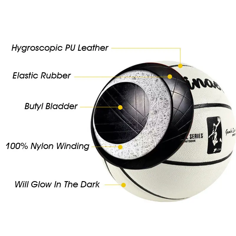 Basketball Balls Glow In The Dark Basketball Regular Size 7# For Night Game