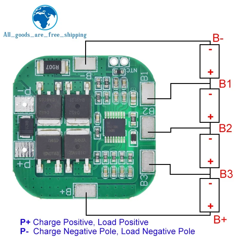 4S 20A 14.8V 16.8V Li-ion Battery18650 BMS Lithium PCM Protection PCB Board 