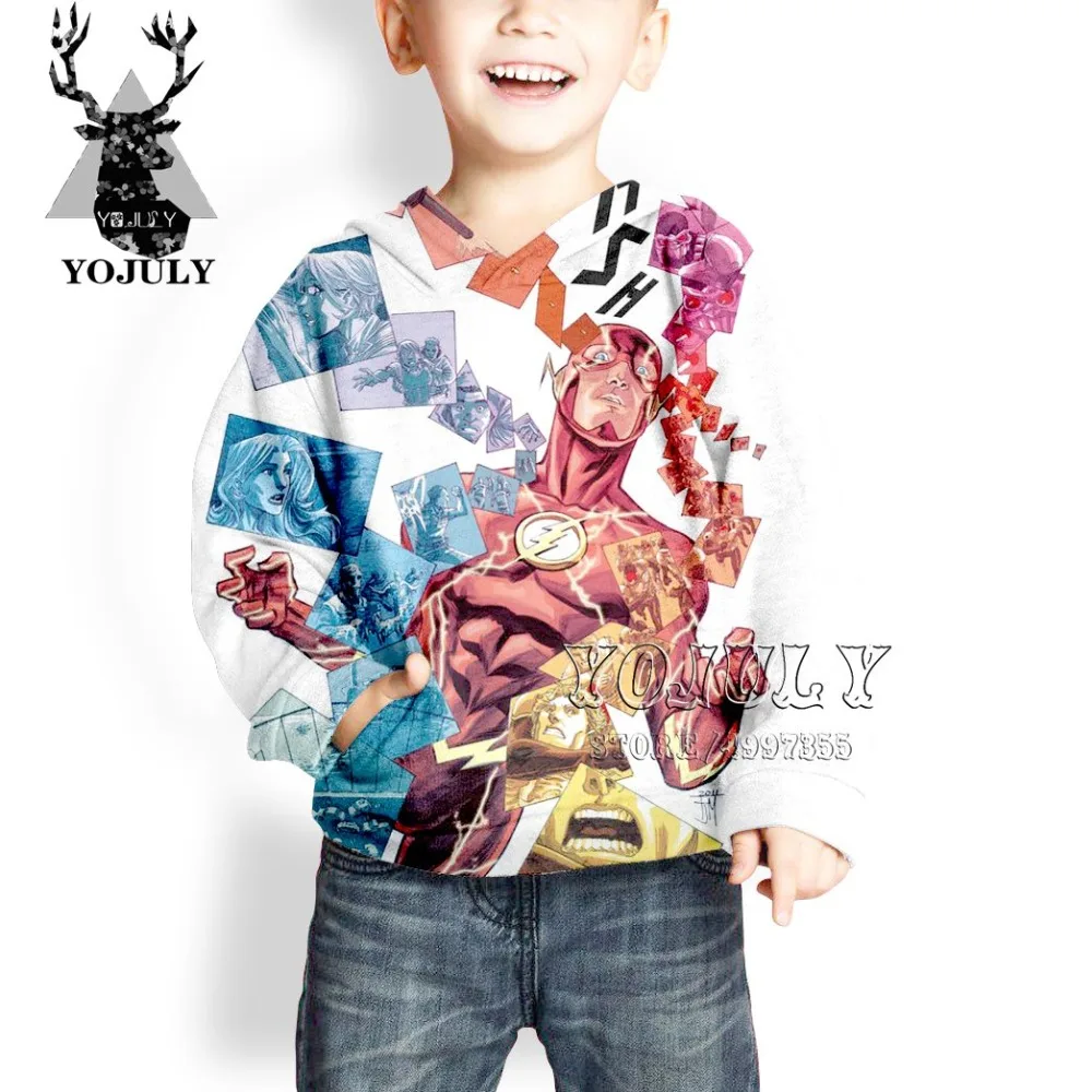 YOJULY The flash harajuku 3D Drucken lightning аниме Уличная пуловер для маленьких мальчиков и девочек подростков hiip hop Детская толстовка C93