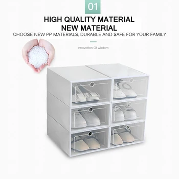 

6Pc Transparent Shoe Box Thickened Transparent Dustproof Shoe Storage Box Can Be Stacked Combination Shoe Cabinet Shoe Organizer