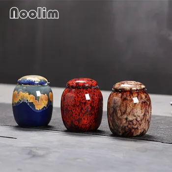 

Ceramic Small Tea Canister Travel Mini Tea Cans Portable Kitchen Sealed Storage Jar Tea Caddy Spice Food Storage Bottle