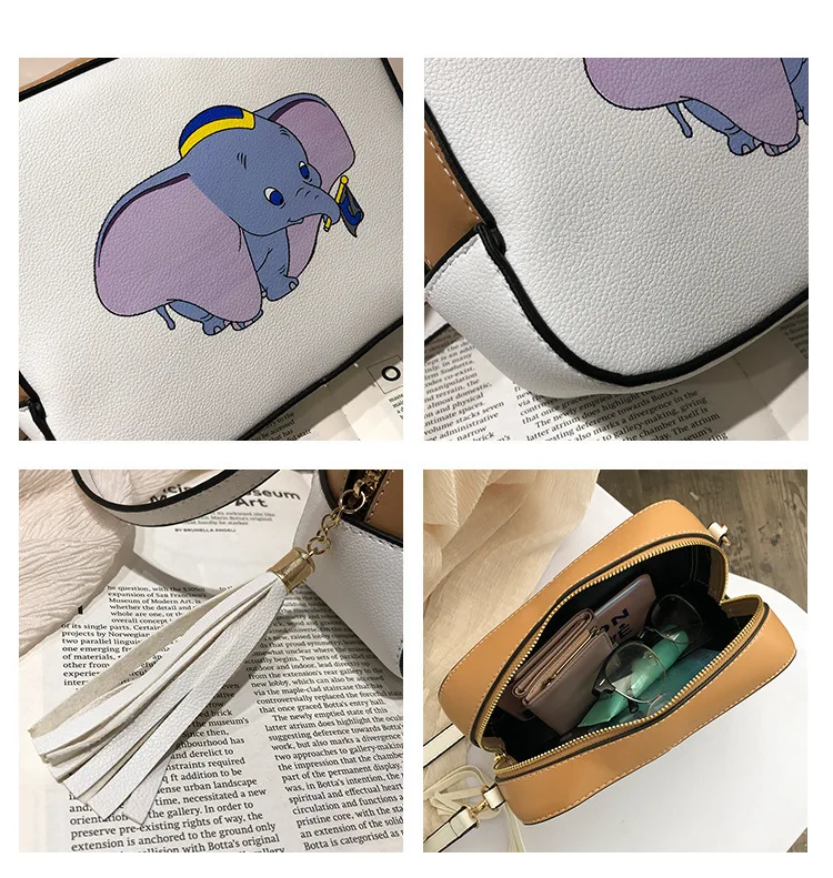 Disney Dumbo женская сумка-мессенджер из искусственной кожи, женская модная сумочка, маленькая упаковка, подарок, Мобильная Сумка для телефона, сумка для покупок