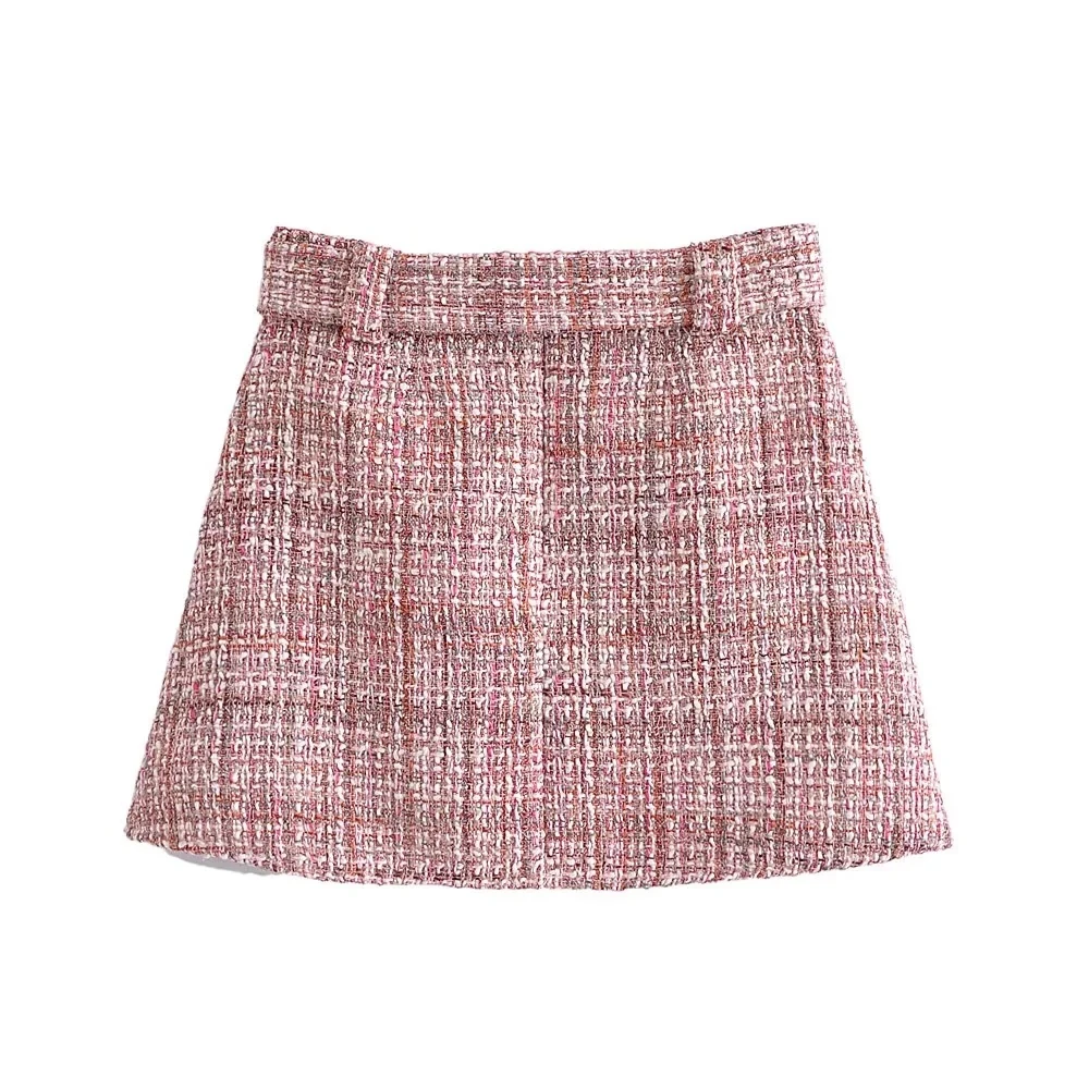 Ensemble Automne Fille - Haut Tweed & Jupe à Carreaux - Avec Béret - Tenue Élégante Pour Occasions - 1 à 6 Ans