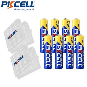 

8Pcs PKCELL AAA R03P 1.5V 45min Carbon Zinc Dry Battery with 2PCS Battery Case for camera Baby Adult Digital Thermometer Gun