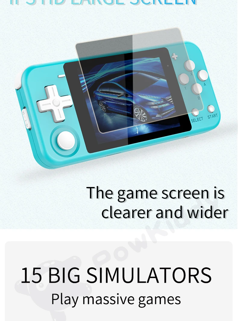 POWKIDDY Q90 3 Inch Mini Handheld Game Player Open System Retro Video Game Console PS1 FC 64G 5000 Games Consoles Gaming Box