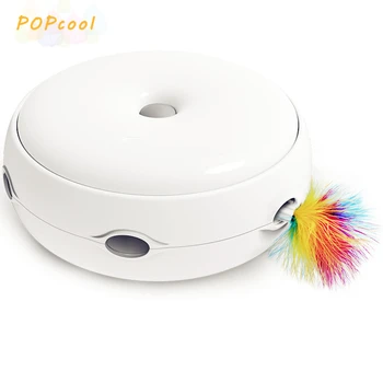 

Electric Cat Toys Feather Smart Funny Cat Stick Teasing Crazy Play Disc Kittn Catching Mouse Donut Automatic Turntable Toy