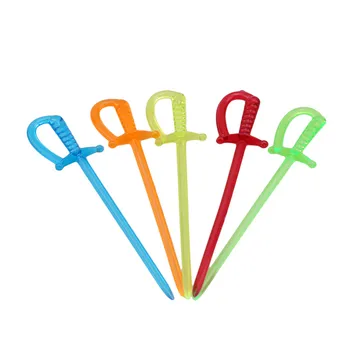 

100pcs Mixed Color Plastic Epee Buffet Sticks For Fruits Cocktail Snack Food Forks Tableware Barware Kitchen Accessories