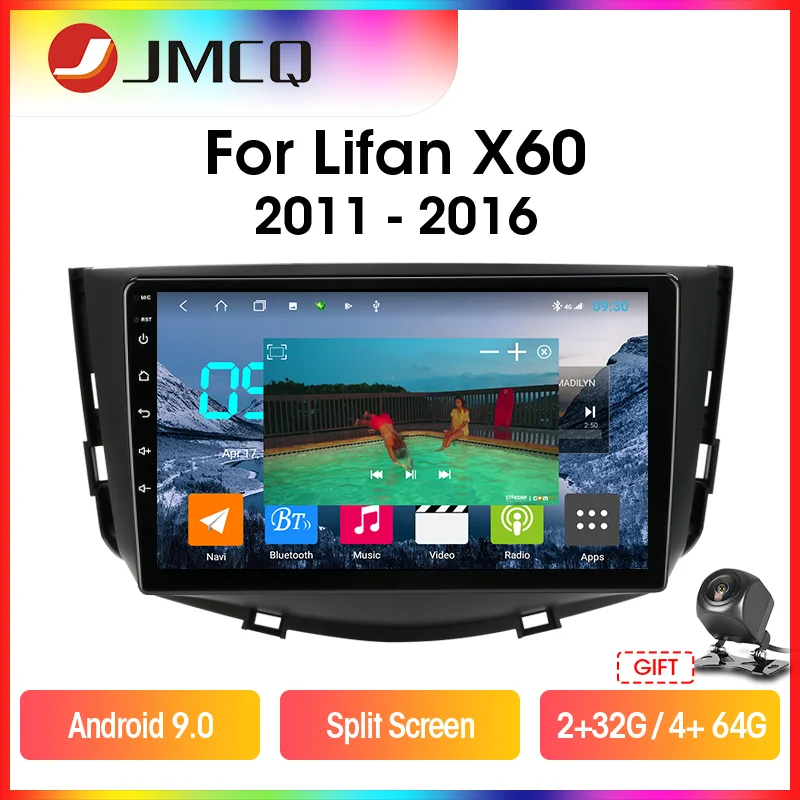 

JMCQ T9 RDS DSP Car Radio For Lifan X60 2011-2016 Multimidia Video 2din Android 9.0 4G+64G GPS Navigaion Split Screen with Frame