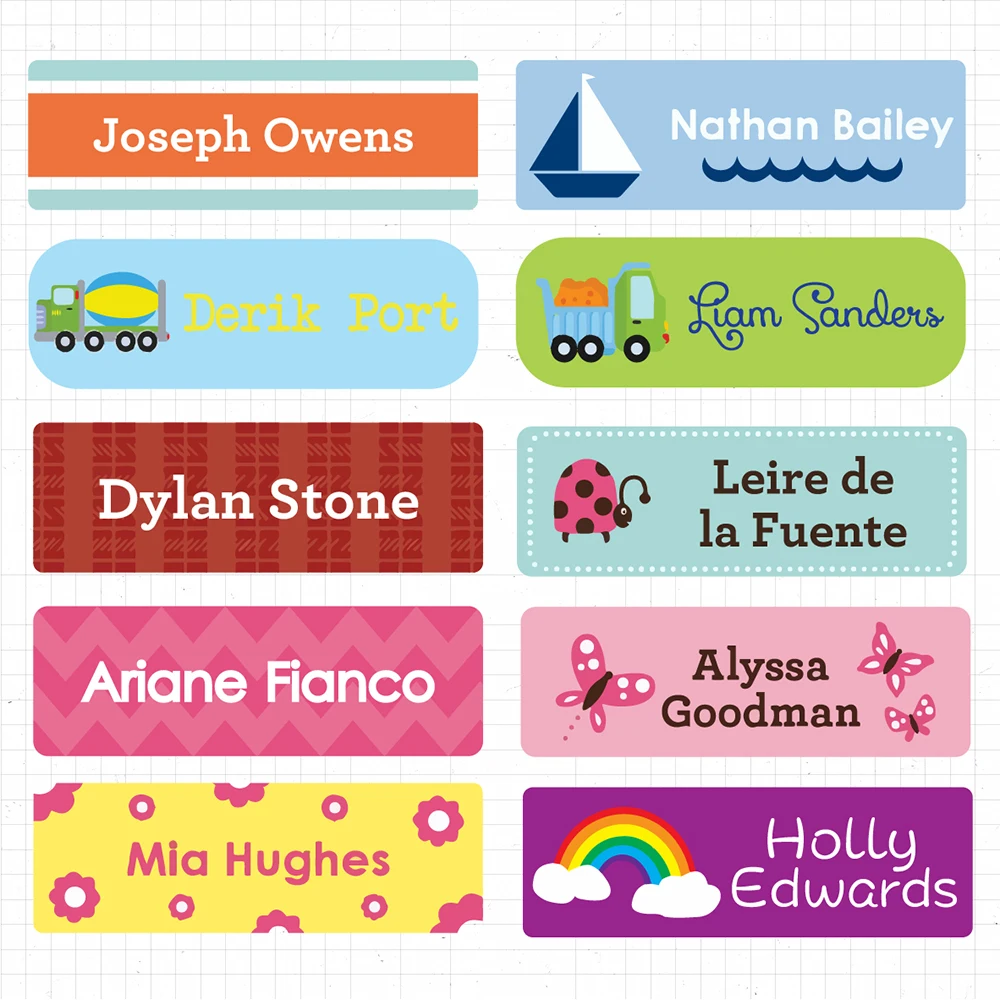 

100pcs Waterproof Name Sticker Custom Label Color Student Supplies Daycare Summer Camp Kids Bag Bib Cup Business Free Shipping