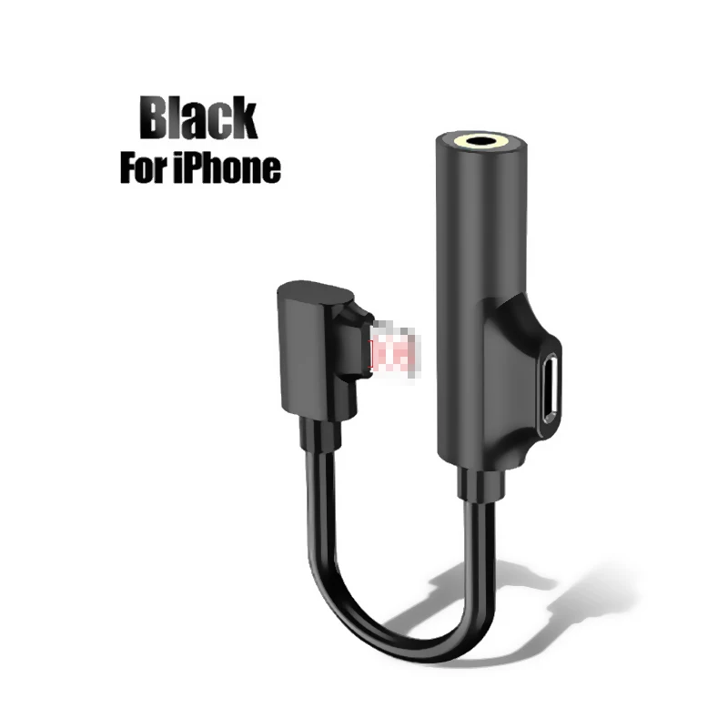 2 в 1 адаптер для iPhone до 3,5 мм Aux аудио наушники и для Apple Jack конвертер для iPhone Lighting Adaptator - Цвет: Black For ios