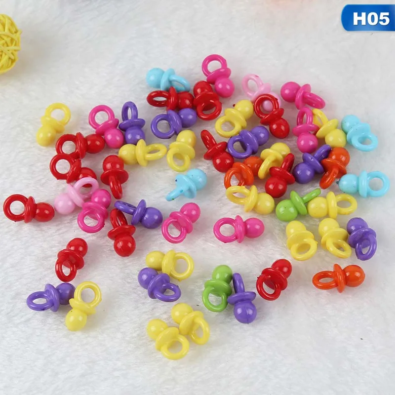 50pcs/set Multicolor Acrylic Crystal Baby Pacifier Charm Pendants Beads For Kids Handmade DIY Baby Pacifier Accessories