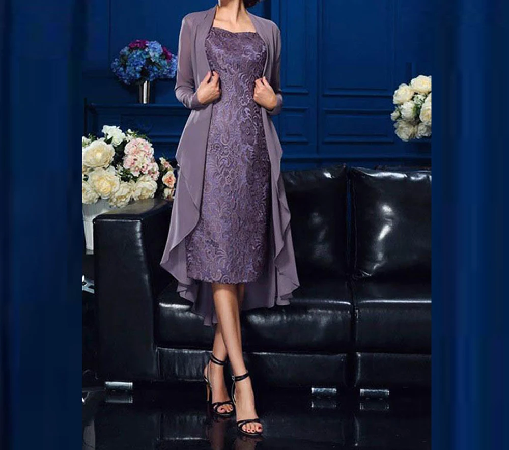 

Женское платье для матери невесты, шифоновое кружевное короткое платье до колена, облегающее платье для жениха, свадьбы