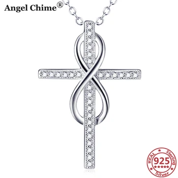 

AC 925 Sterling Silver Cross Infinity Pendant Necklaces Crystal Zircon S925 Cross Necklaces Woman's Jewelry Mother's Day Gifts