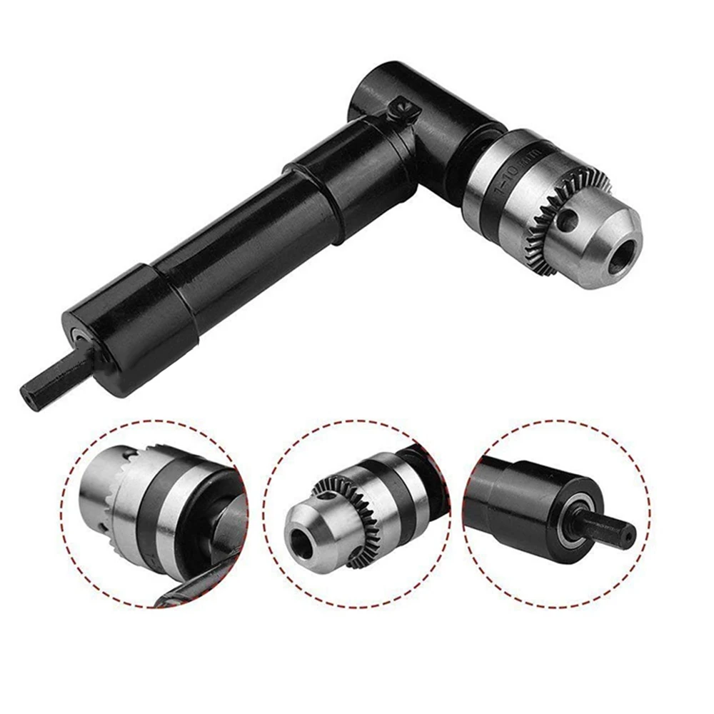 

90 Degree Right Angle Keyless Chuck Impact Drill Adapter Electric Power Cordless Drill Attachment Angle Adaptor 8mm Hex Shank