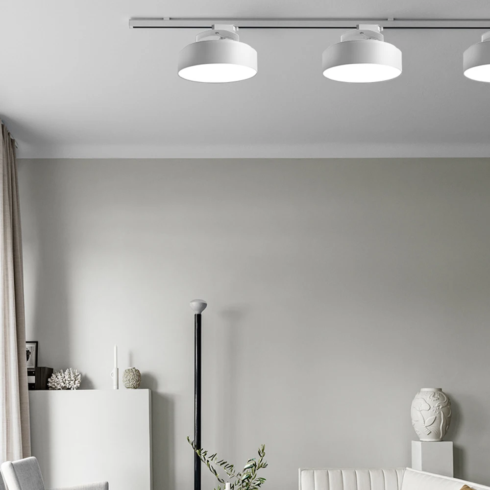 SANDIY Led 레일 램프 스팟 트랙 조명 회전식 천장 스포트라이트 9W/12W/24W 레일 트랙 고정 장치 거실 장식 포스터 조명 매장 숍 디스플레이 스포트라이트 블랙/화이트 110V/220V