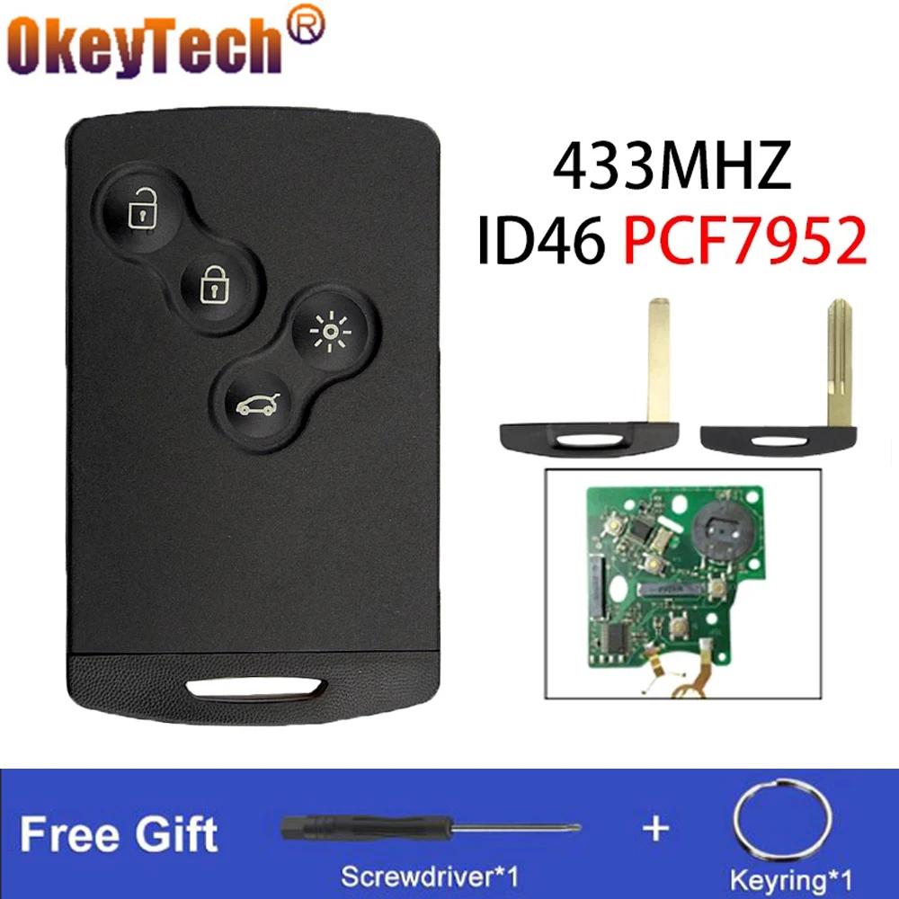 Jak Wymienic Baterie W Karcie Renault OkeyTech 4 przyciski zdalny klucz karty dla Renault Megane 3 Laguna 3  Scenic Clio 2008 2016 433MHZ ID46 PCF7952 Chip NSN14/VA2 Blade|Kluczyki  samochodowe| - AliExpress