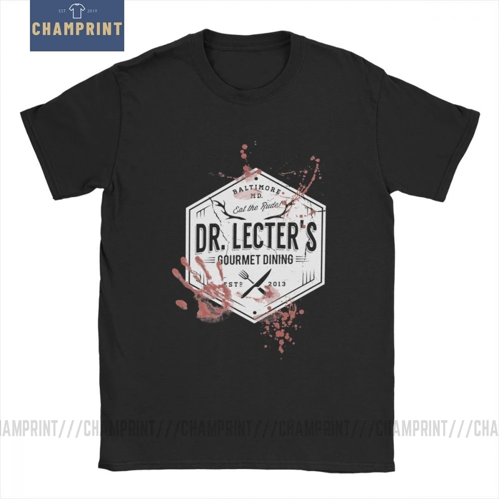 Мужские футболки Dr Lecter's Gourmet Dining Hannibal, футболка Lecter Mads Horror Hannigram, футболка с коротким рукавом, хлопковые топы
