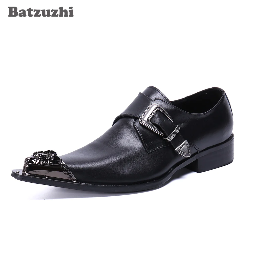 

Batzuzhi Handmade Black Business Leather Dress Shoes Men Pointed Toe Buckle Formal Leather Shoes Men zapatos de hombre! US6-US12