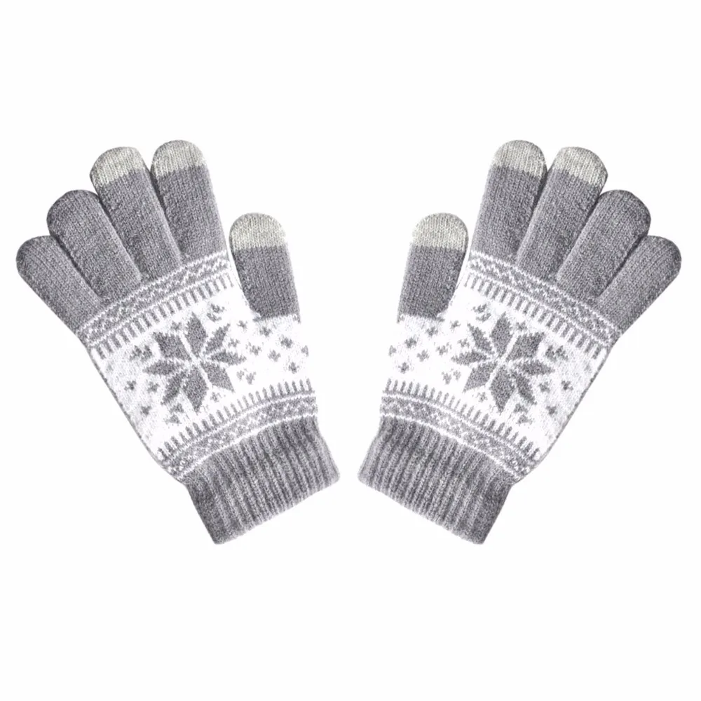 Модные мужские и женские зимние перчатки для активных смартфонов, вязаные мягкие перчатки для экрана, осенне-зимние варежки для женщин и мужчин - Цвет: Gray