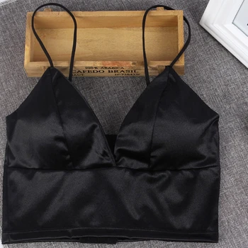 

NEW KLV Women Strap Solid Sexy Bikini Crop Tops Tank Top Underwear Bralette Wirefree Bra