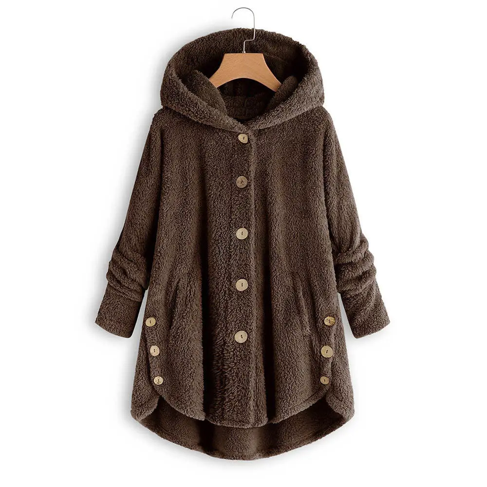 #Special Offers 2019 Women Teddy Sweater Oversized 5XL Fluffy Fleece Coat Plus Size Button Cardigan Sherpa Fleece Sweaters Streetwear