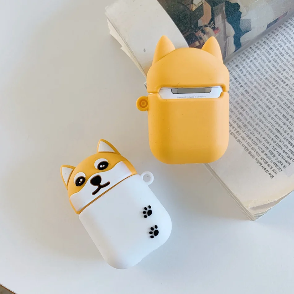 3D наушники в виде кролика Чехлы для AirPods чехол 3D Симпатичные кошки и собаки мультфильм для Apple Air Pods чехол для наушников кольцевой ремень