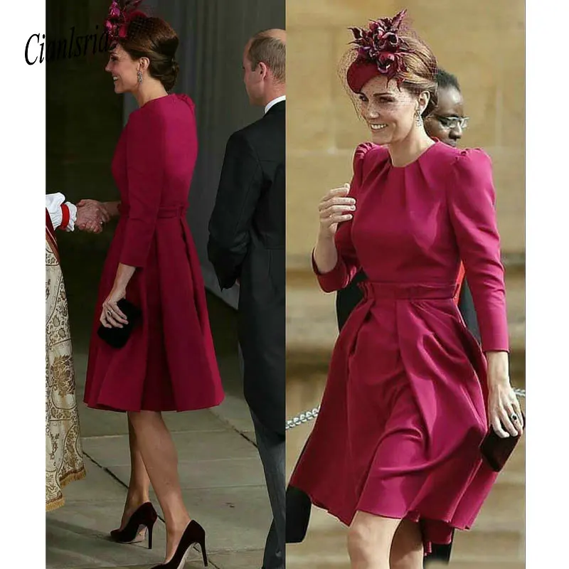 Lange Mouwen Moeder Van De Bruid Jurken met Overrok Jewel Hals Chic Bruiloft Gast Jurk Knielengte Moeders Formele Gowns Lange Mouwen Moeder Van De Bruid Jurken met Overrok Jewel Hals Chic Bruiloft Gast Jurk Knielengte Moeders Formele Gowns
