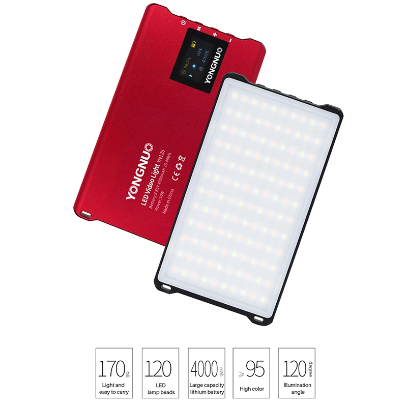 

Yongnuo YN125 Dimmable LED Video Light QC3.0 Quick Charging Photography Lighting DSLR On Camera Light Fill Light