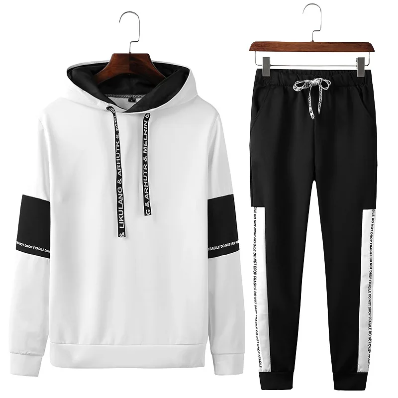 

Leisure Suit Men's Autumn Cool Handsome Hoodie Two-Piece Set Korean-style Slim Fit Capri Pants Sports Set Fashion