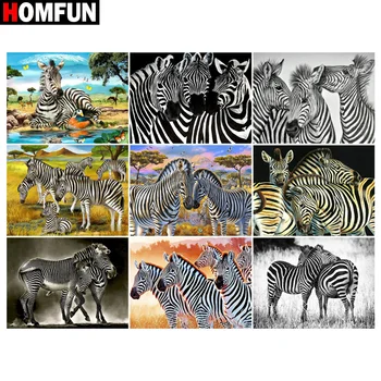 

HOMFUN Diamond Painting Cross Stitch "Zebra prairie animal" 5D DIY Diamond Embroidery Full Square/round Rhinestone Of Picture