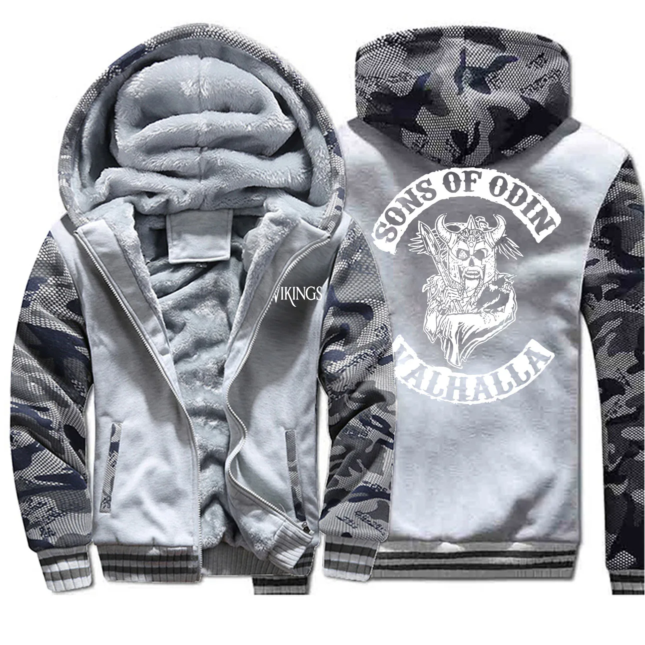 Light Gray 5 Креативный узор сыны Мужская футболка с викингом Valhalla толстовки мужские зимний камуфляжный чехол куртки стильные теплые пальто уличная Harajuku - Цвет: Light Gray 5