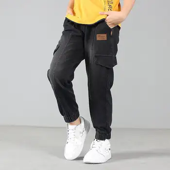 

Children Pants Autumn Baby Boys Blue And Black Jeans For Kid Boy Casual Sports Pants Long Denim Trousers Clothes 5-9yrs
