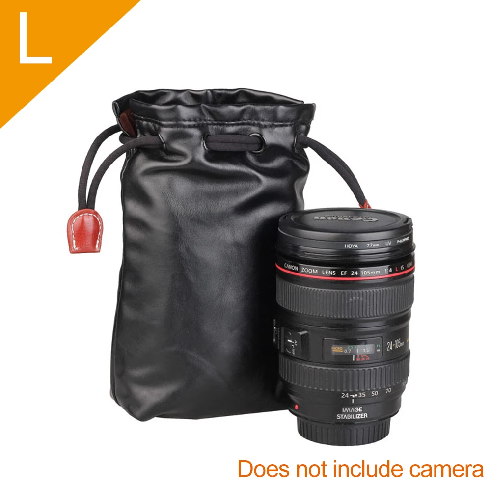 DSLR Camere сумка для объектива из искусственной кожи+ защитный чехол Tomentum подходит для Canon Nikon sony Объектив камеры аксессуары - Цвет: L