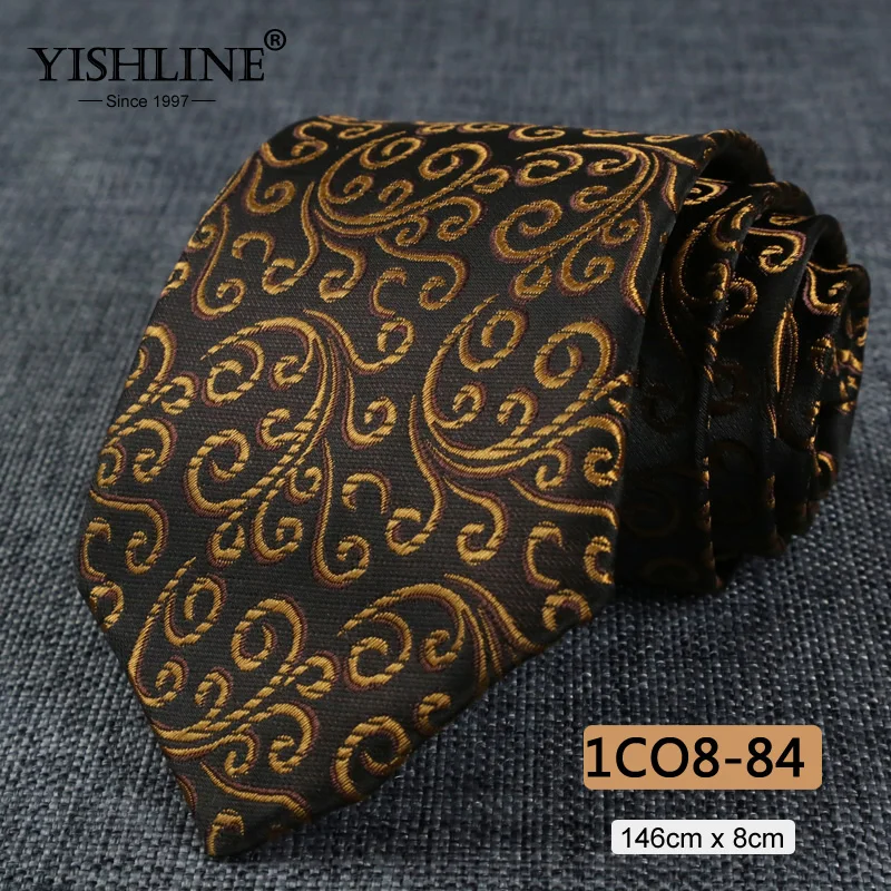 1CO8-84 YISHLINE, распродажа, 8 см, мужские галстуки, классический галстук, синий, для мужчин, в полоску, в клетку, серый, розовый, деловой галстук для жениха, свадебные аксессуары - Цвет: 1CO8-84
