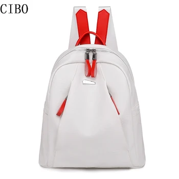 

New Fashion Soft Leather Backpack Women College Style Panelled Bookpack for Teenage Girls Youth Ladies Travel Bagpack Mochila