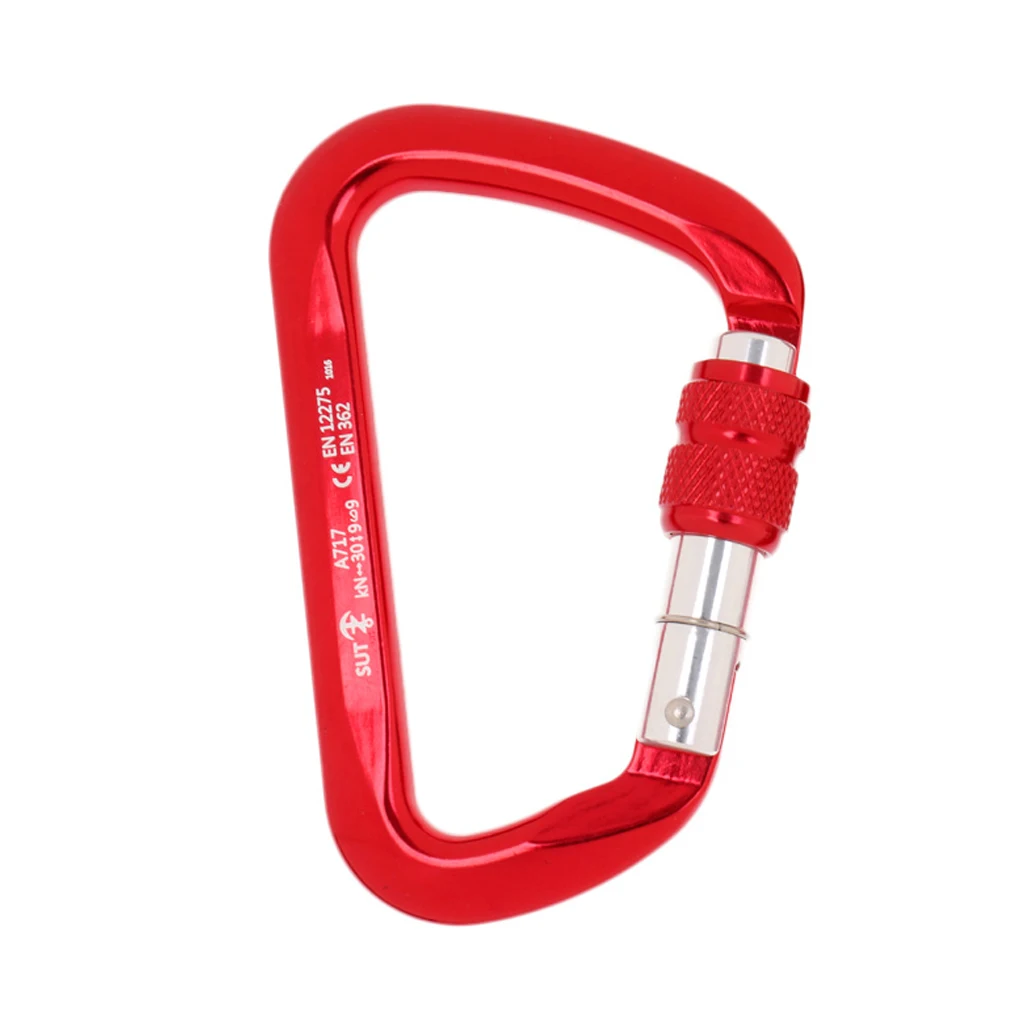 30KN Aluminum Alloy D Carabiner Screw Lock Hook for Rock Climbing Caving Rescue Camping Hiking Climbing Accessories
