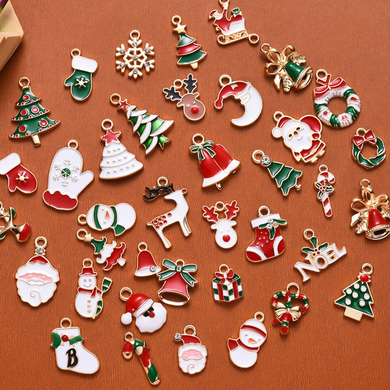 Christmas Pendant Charms Enamel DIY Jewelry Theme Pendants for Bracelet Necklace Earring Craft Making | Украшения и аксессуары