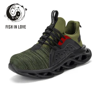 

Breathable Safety Shoes Men Boots Construction Work Sneakers Lightweight Steel Toe Cap Work Safety Boot for Men Male GY11