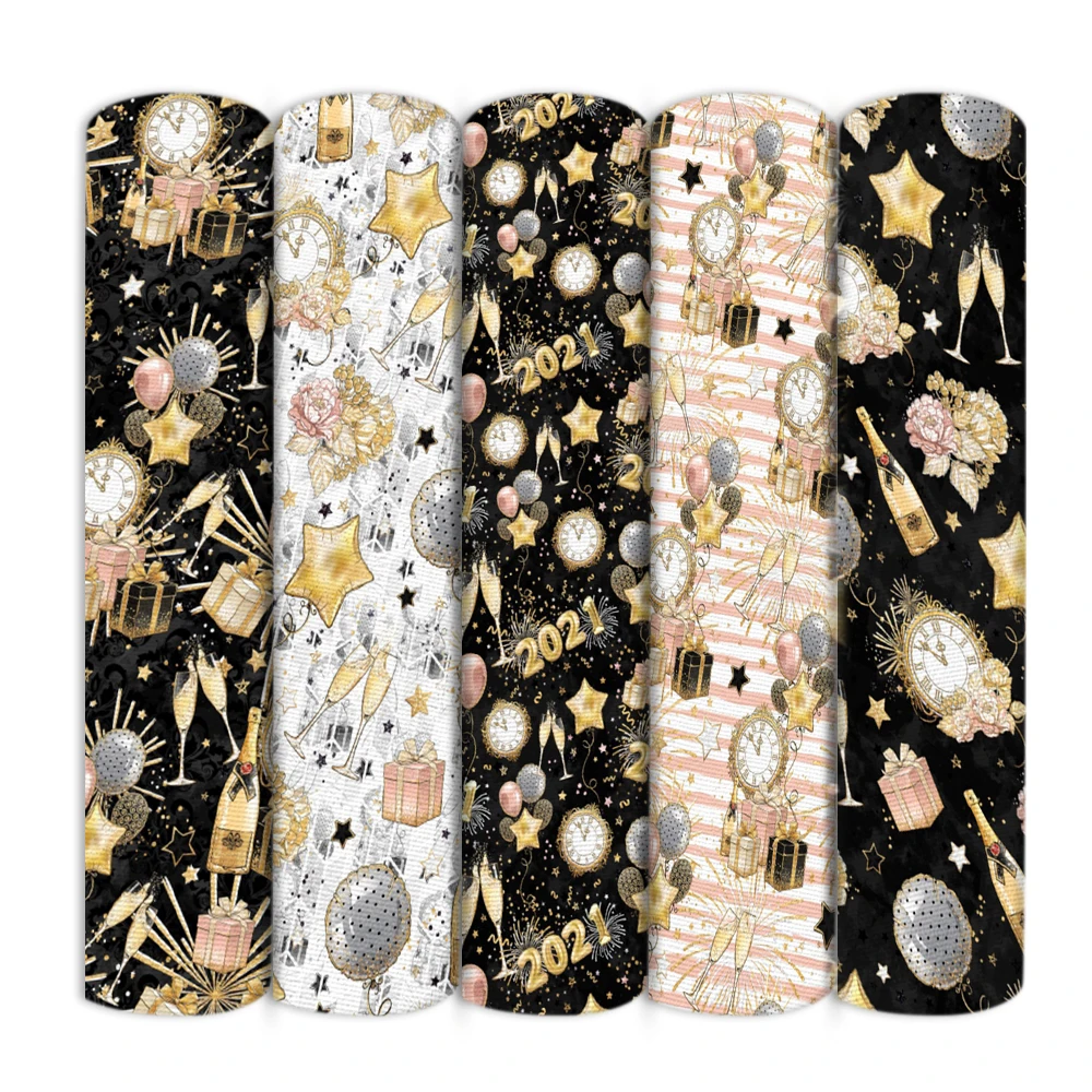 Новогодняя ткань из полиэстера и хлопка с часами для шитья квилтинга рукоделия