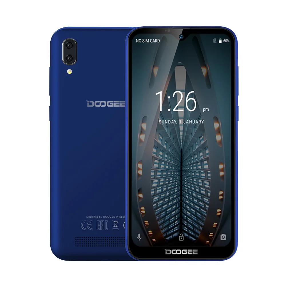 DOOGEE X90 6,1 ''19:9 экран капли воды смартфон четырехъядерный 1 Гб+ 16 Гб 3400 мАч две sim-карты 8MP+ 5MP WCDMA Android Go мобильный телефон - Цвет: Синий