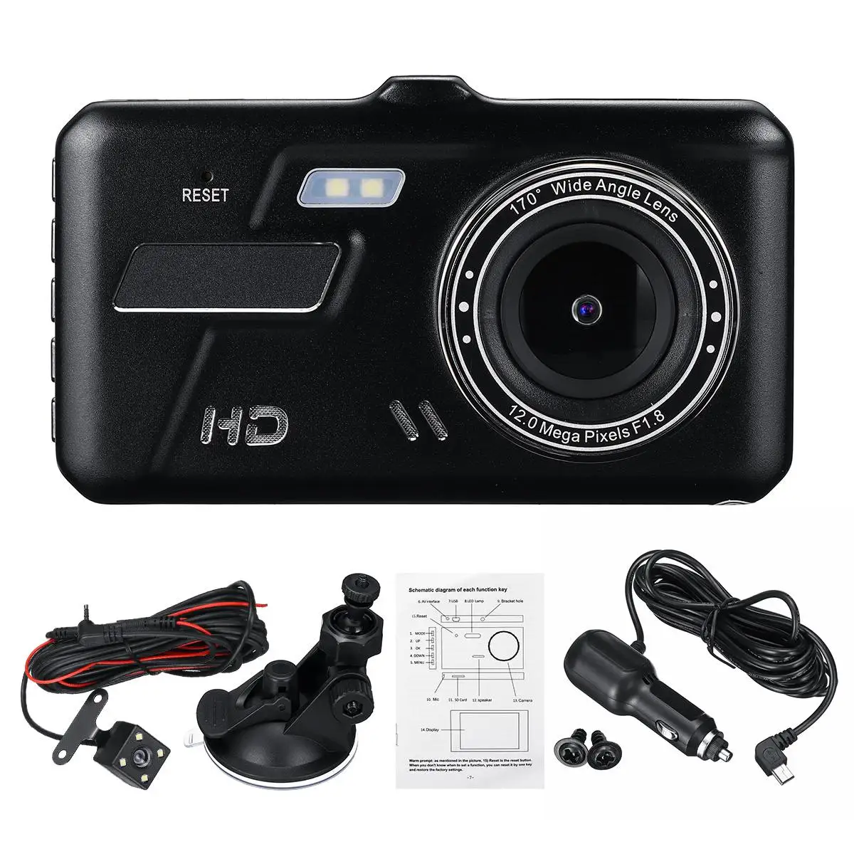  KROAK 1080P 4 zoll FHD Auto DVR Schwarz Dashboard Nachtsicht Kamera Video Recorder Loop Recording M