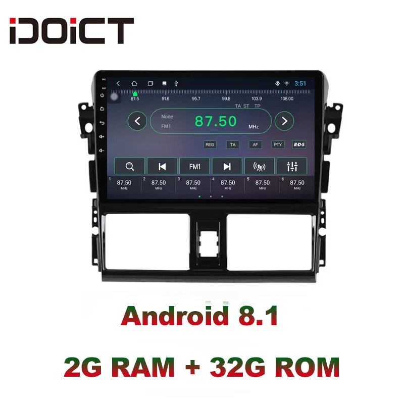 IDOICT Android 8 1 IPS 2G + 32G Автомобильный dvd плеер GPS навигация Мультимедиа для Toyota Vios Yaris