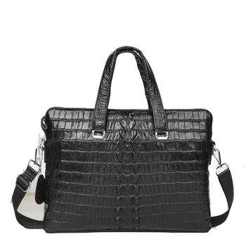 

New Genuine leather Crocodile pattern briefcase head layer cowhide men's totes handbag fashion business bag casual shoulder bag