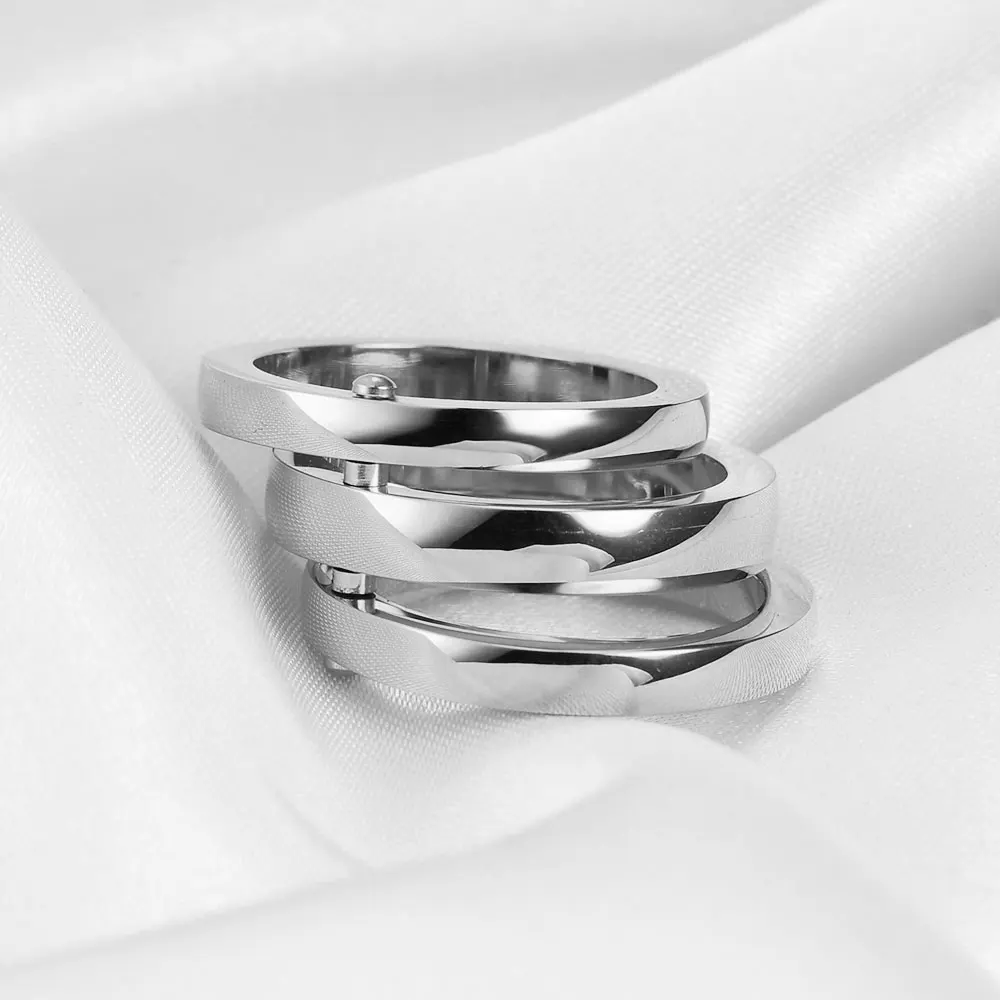 Klassischer 3-Finger-Ring für Damen, modisch, Edelstahl, 3-teilig, Ring, Verlobung, Hochzeit, Damen-Fingerschmuck im Großhandel – Detail 11