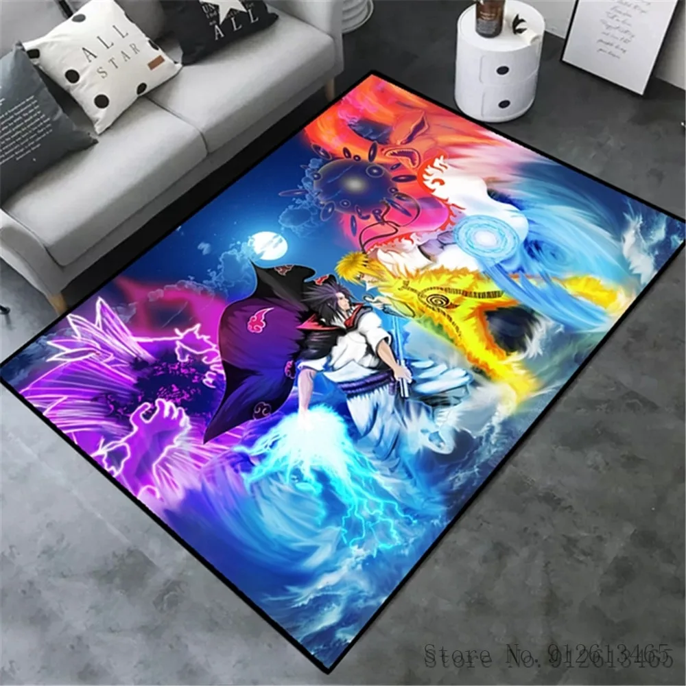 quilt 3D Cartoon Naruto Anime Anime Ninja Uzumaki Uchiha Print Floor Mats area rug Carpets Mats Floor Rug For Living Room Non-slip fitted sheet