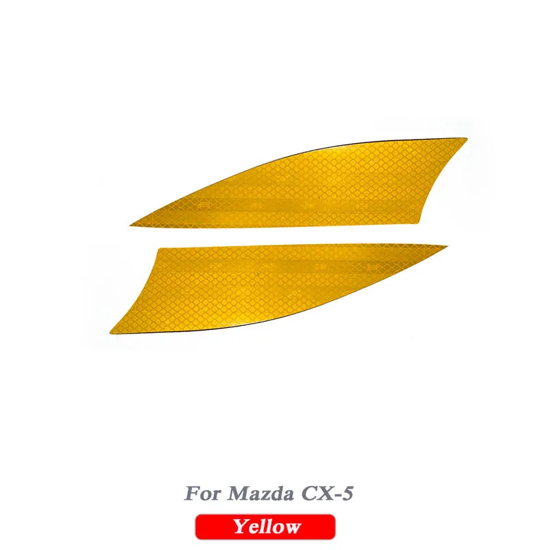 2pcs Car Headlight reflective Warning Tape Decal Car Reflective Stickers Strips Car-styling Safety For Mazda 6 Atenza CX-5 CX-8 - Название цвета: For CX-5 Yellow